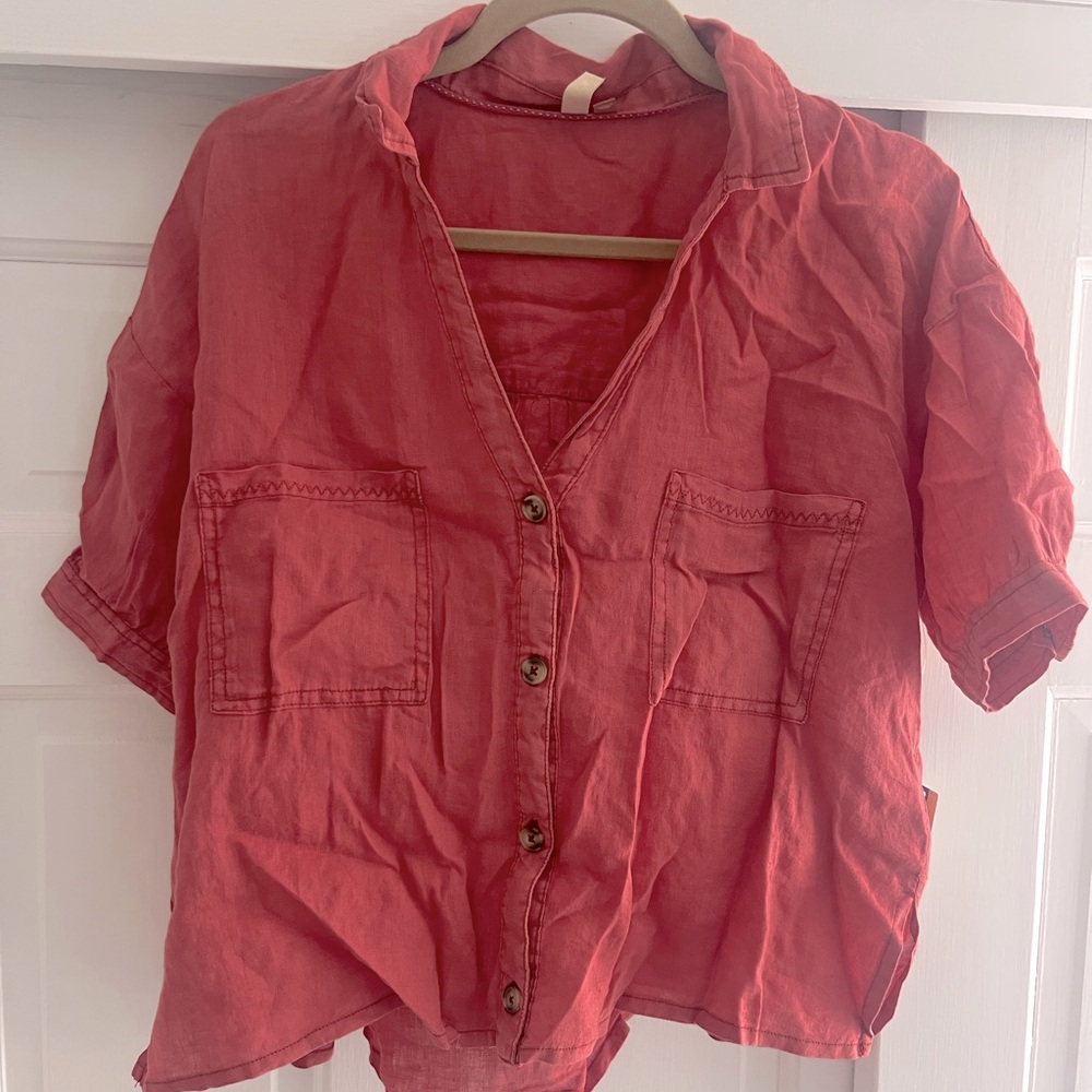 Nantucket Red Linen blouse
